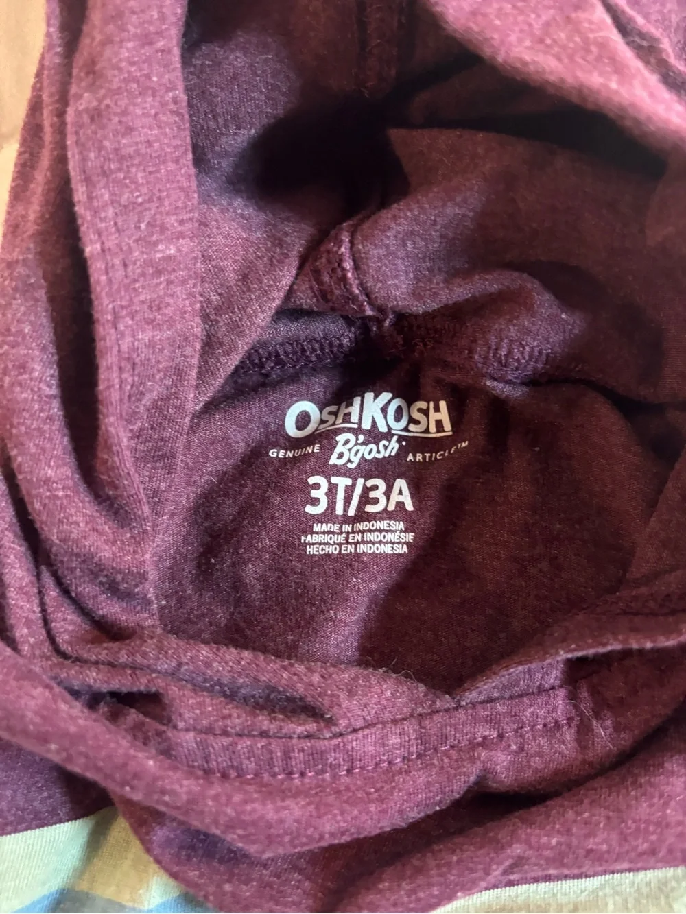 OshKosh B'gosh Maroon Hooded Sweatshirt with Blue and White Stripes lightweight